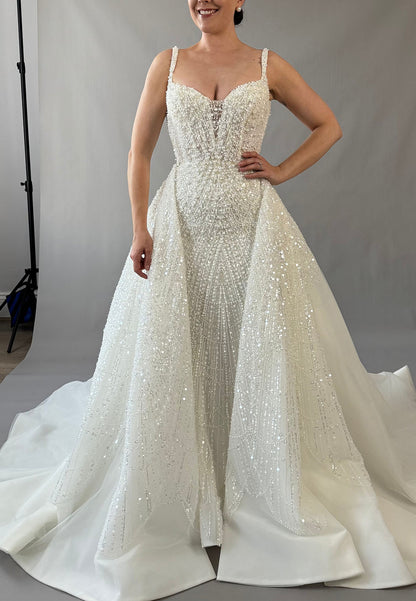 Beaded Wedding Dress with Full Overskirt