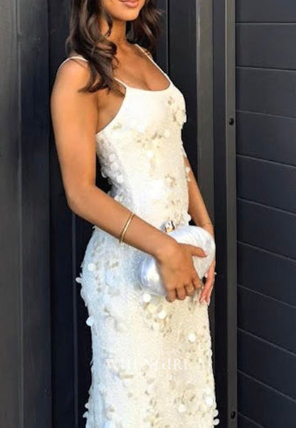 Sequin Column Maxi Dress with Spaghetti Straps