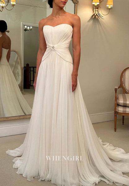Strapless Ruched Chiffon Wedding Dress