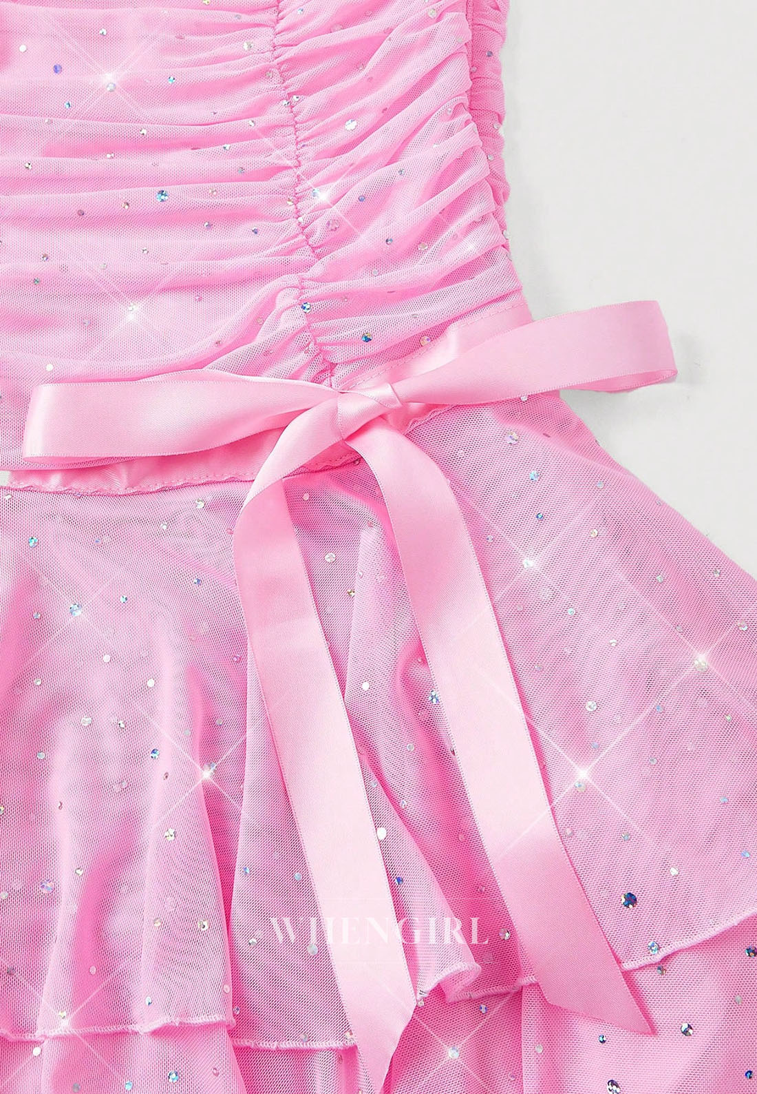 Strapless Ruched Mesh Tiered Mini Party Dress