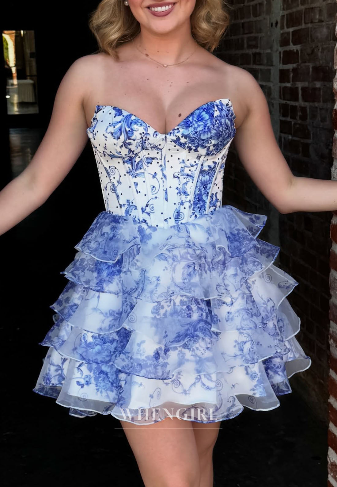 Strapless Corset Tiered Ruffle Mini Dress