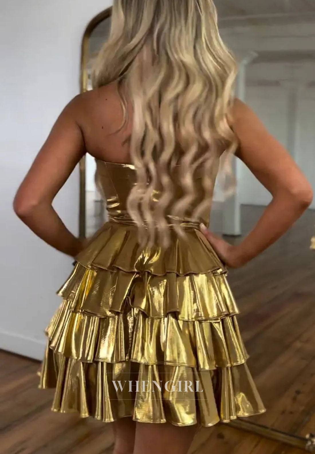 Strapless Sweetheart Tiered Ruffle Mini Party Dress