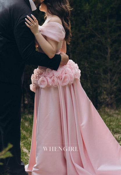 A-Line Gown with 3D Floral Waist Detail