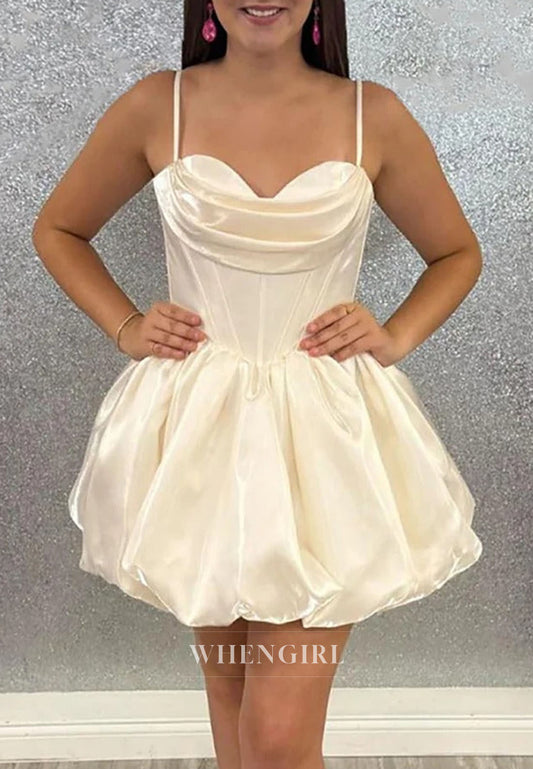 Cowl Neck Bubble Hem Corset Mini Dress