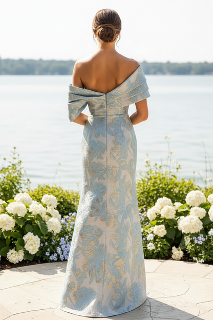 Sculptural One-Shoulder Pleated Floral Maxi Dress