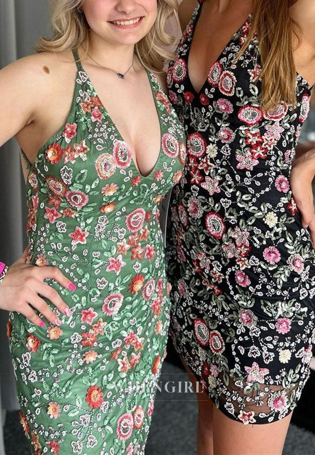 Sequin Floral Bodycon Mini Dress