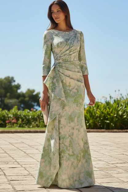Asymmetrical Jacquard Mother of the Bride Dress