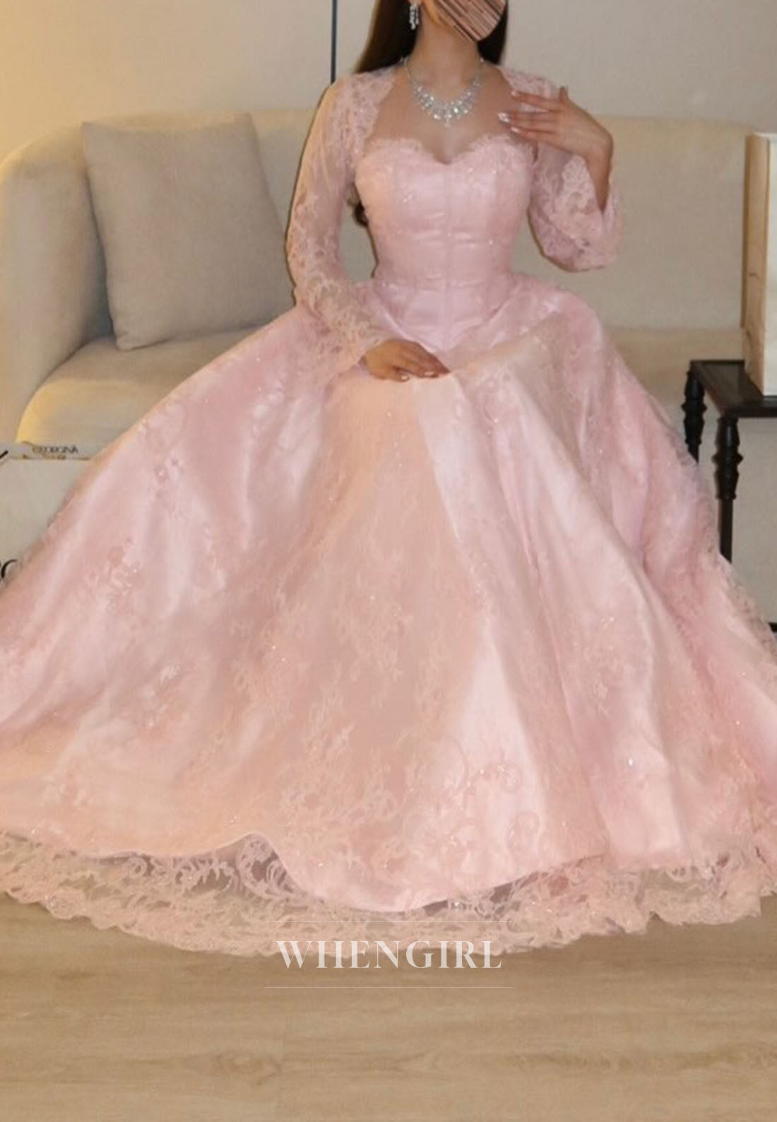 Lace A-Line Evening Gown with Bolero Jacket