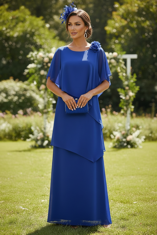 Chiffon Cape Overlay Formal Gown