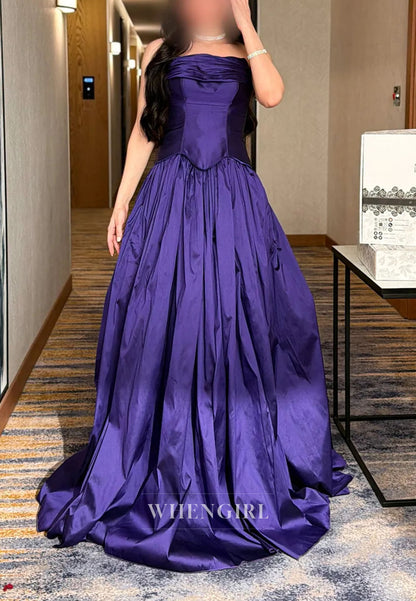 Strapless Basqued Bodice Pleated Ball Gown