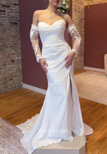 Ruched Sweetheart Mermaid Gown with Slit