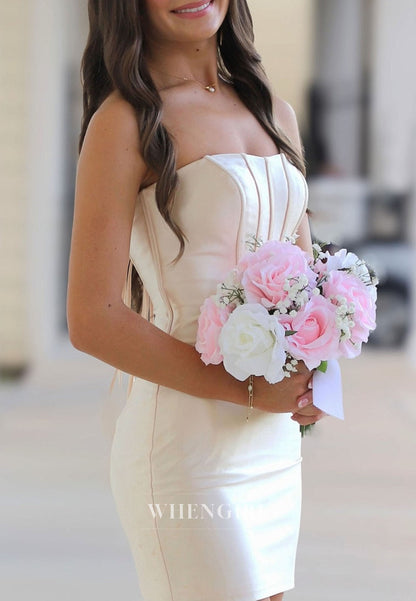 Strapless Corset Mini Dress with Lace-Up Back