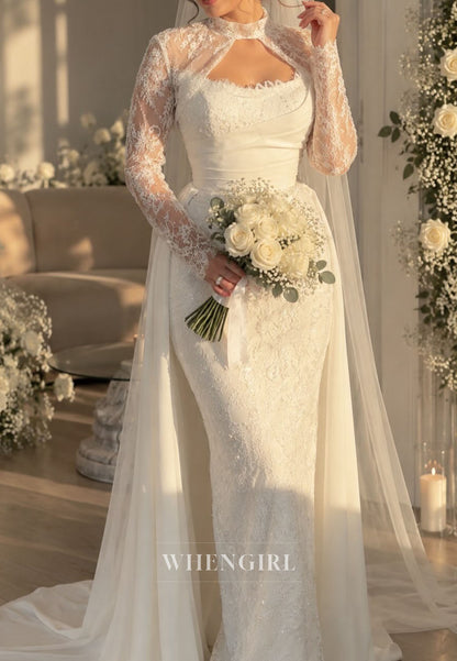 Lace Mermaid Wedding Dress with Overskirt