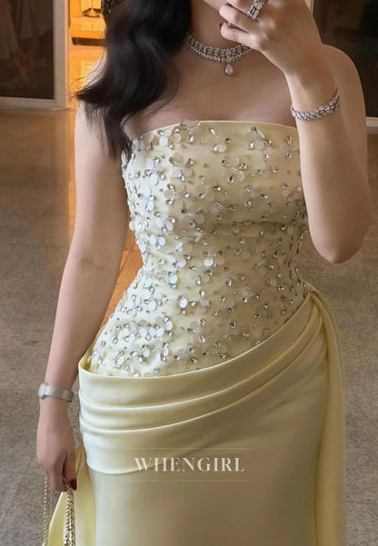 Strapless Beaded Corset Satin Mermaid Gown
