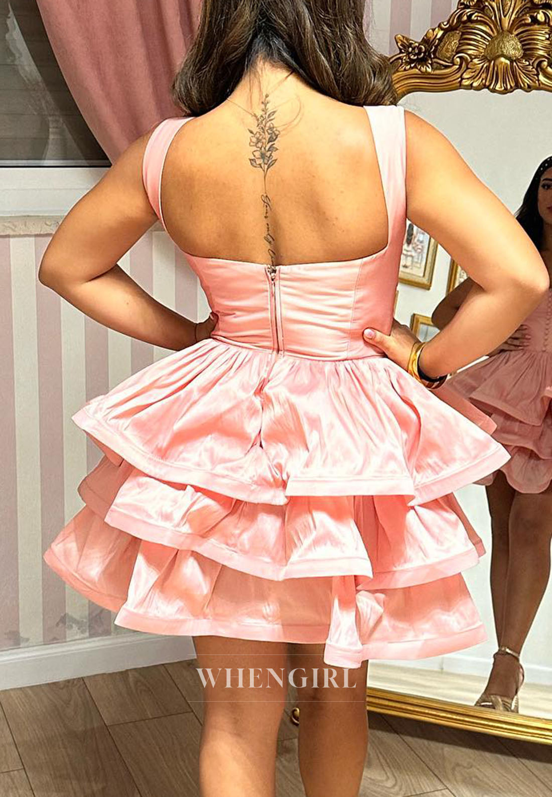 Tiered Ruffle Corset Mini Dress with Straps