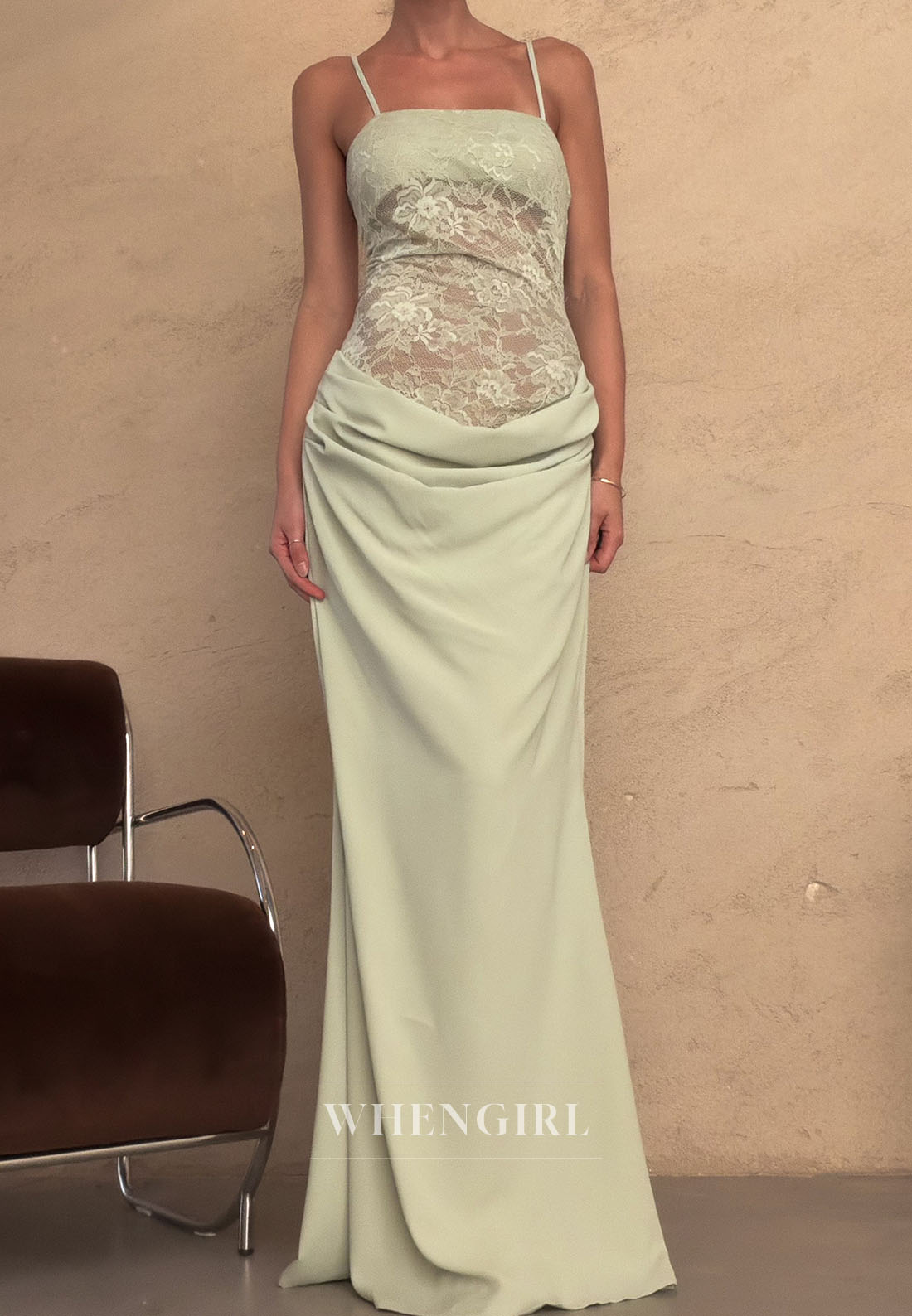 Lace Bodice Draped Maxi Dress