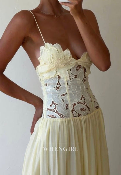 Lace Bodice Maxi Dress with Crisscross Back