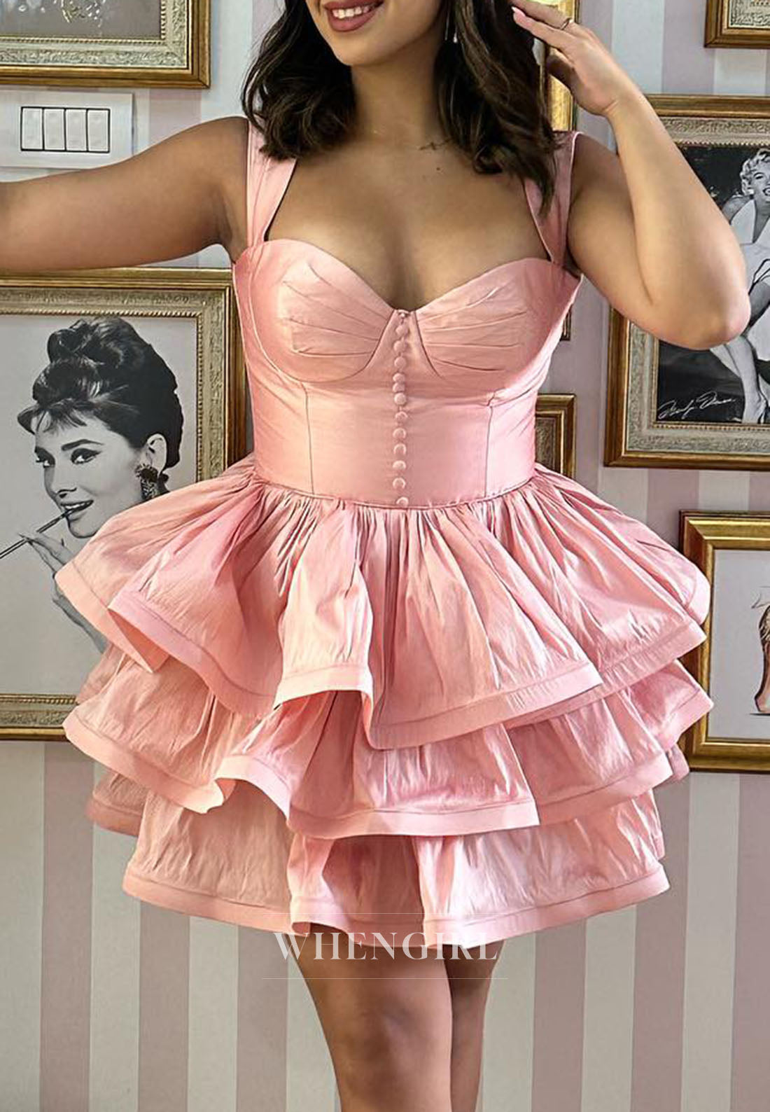 Tiered Ruffle Corset Mini Dress with Straps