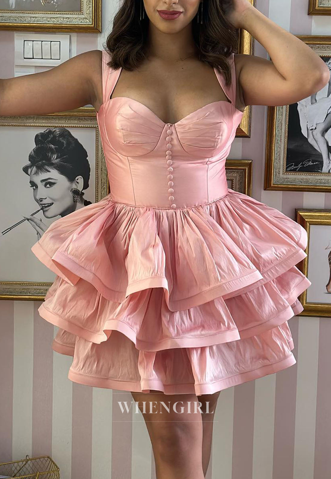 Tiered Ruffle Corset Mini Dress with Straps