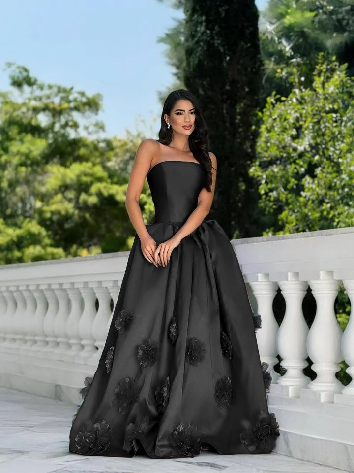 Handmade Flower Royal Blue Graceful Straight Across Sleeveless Prom Dress