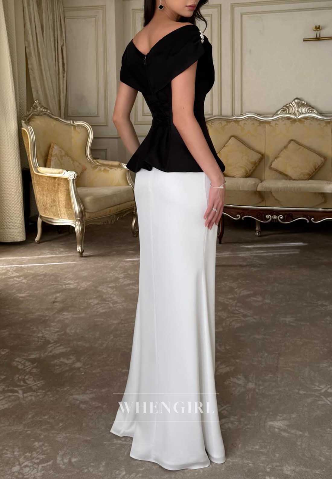 Elegant Off Shoulder Peplum Two Tone Mermaid Cocktail Dress