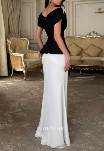 Elegant Off Shoulder Peplum Two Tone Mermaid Cocktail Dress
