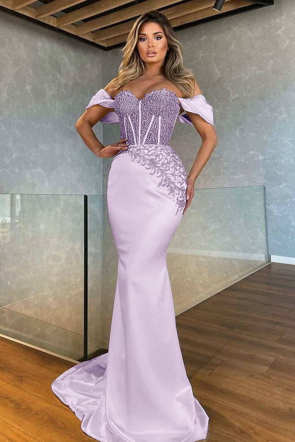 Stunning White Sweetheart Off the Shoulder Mermaid Evening Dress With Appliques