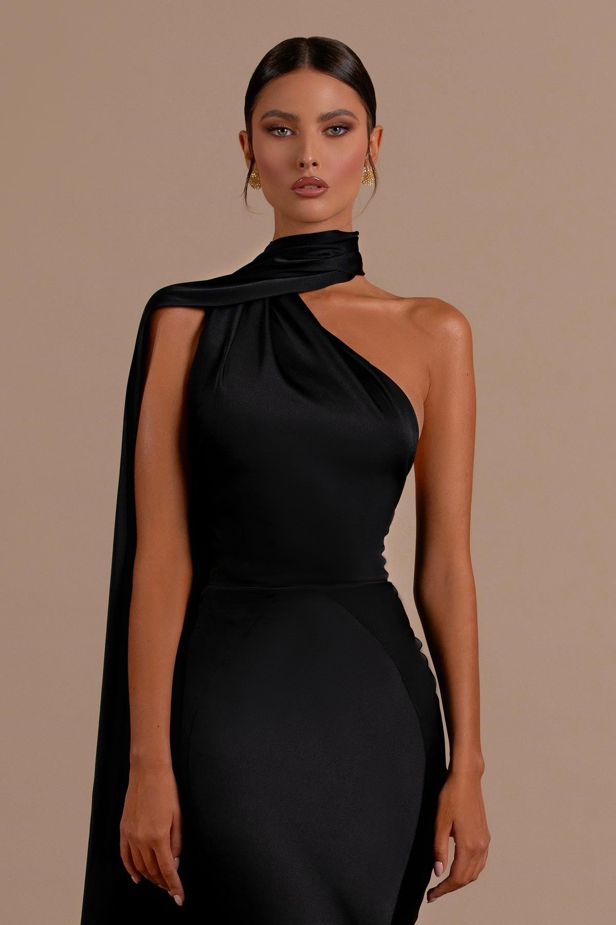 Black High Neck Mermaid Prom Dress with Open Back