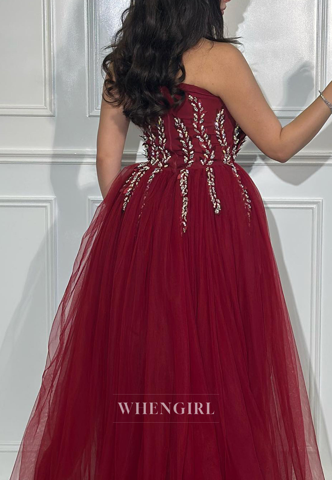 Sheath Asymmetrical Neck Sleeveless Beaded Ankle Length Tulle Train Evening Dress