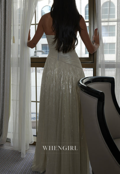 Sweetheart Sleeveless Pleated Back Zipper A-Line Evening Dress with Scarf