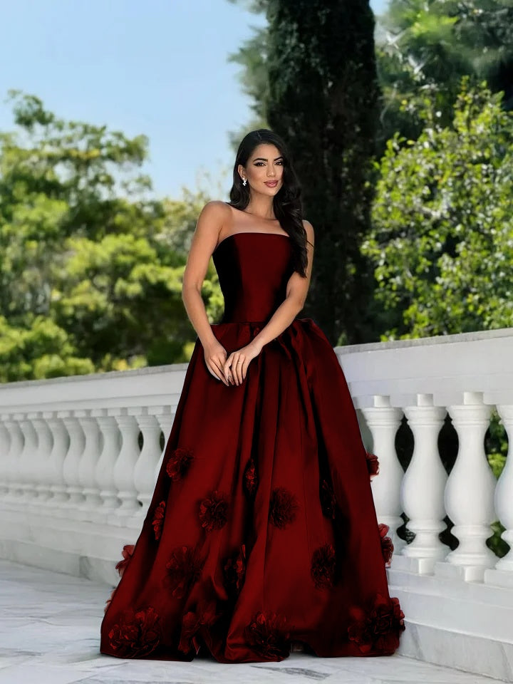 Handmade Flower Royal Blue Graceful Straight Across Sleeveless Prom Dress