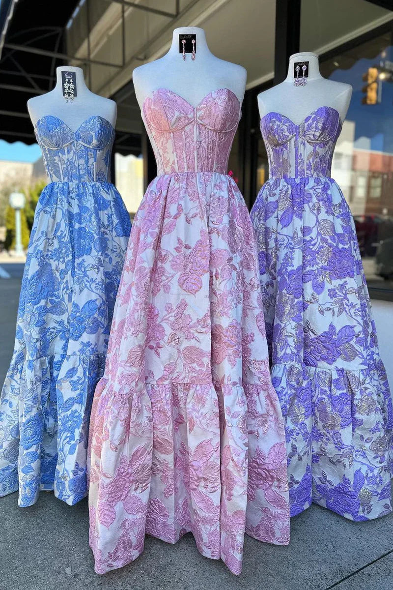 Custom Made Floral Prom Dresses A-Line Sweetheart