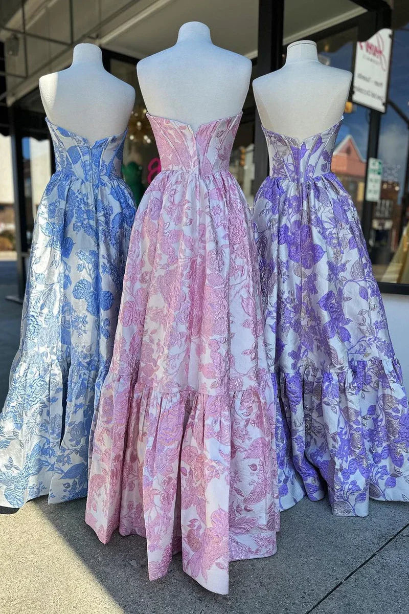 Custom Made Floral Prom Dresses A-Line Sweetheart