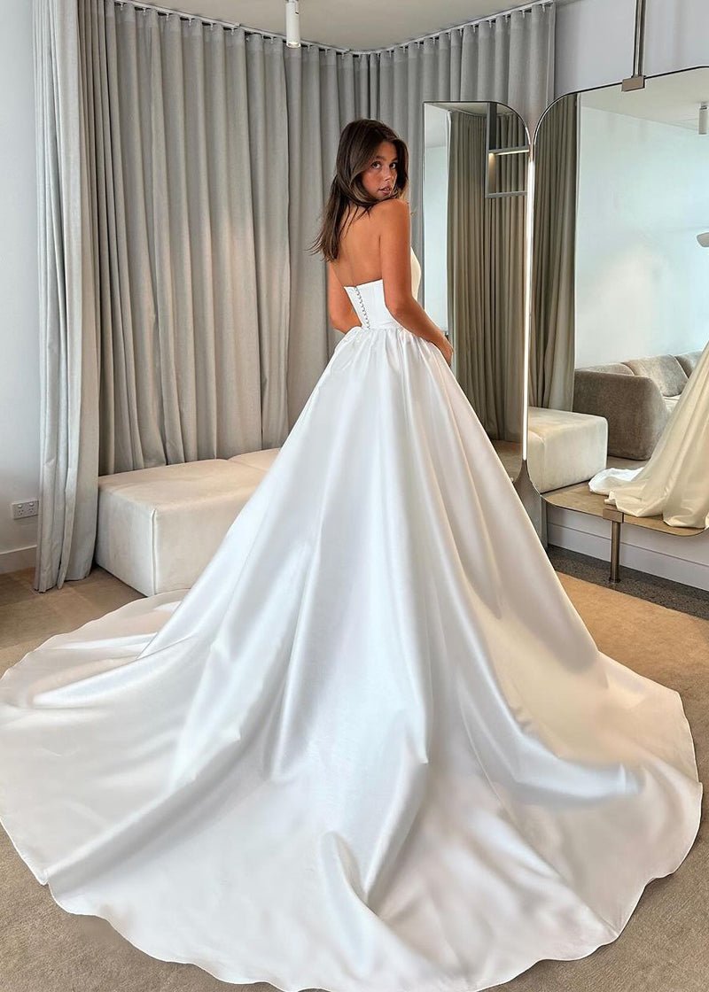 Ball Gown Strapless Satin Wedding Dresses
