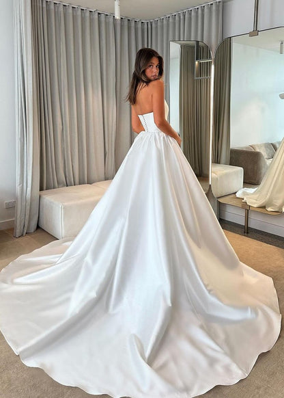 Ball Gown Strapless Satin Wedding Dresses