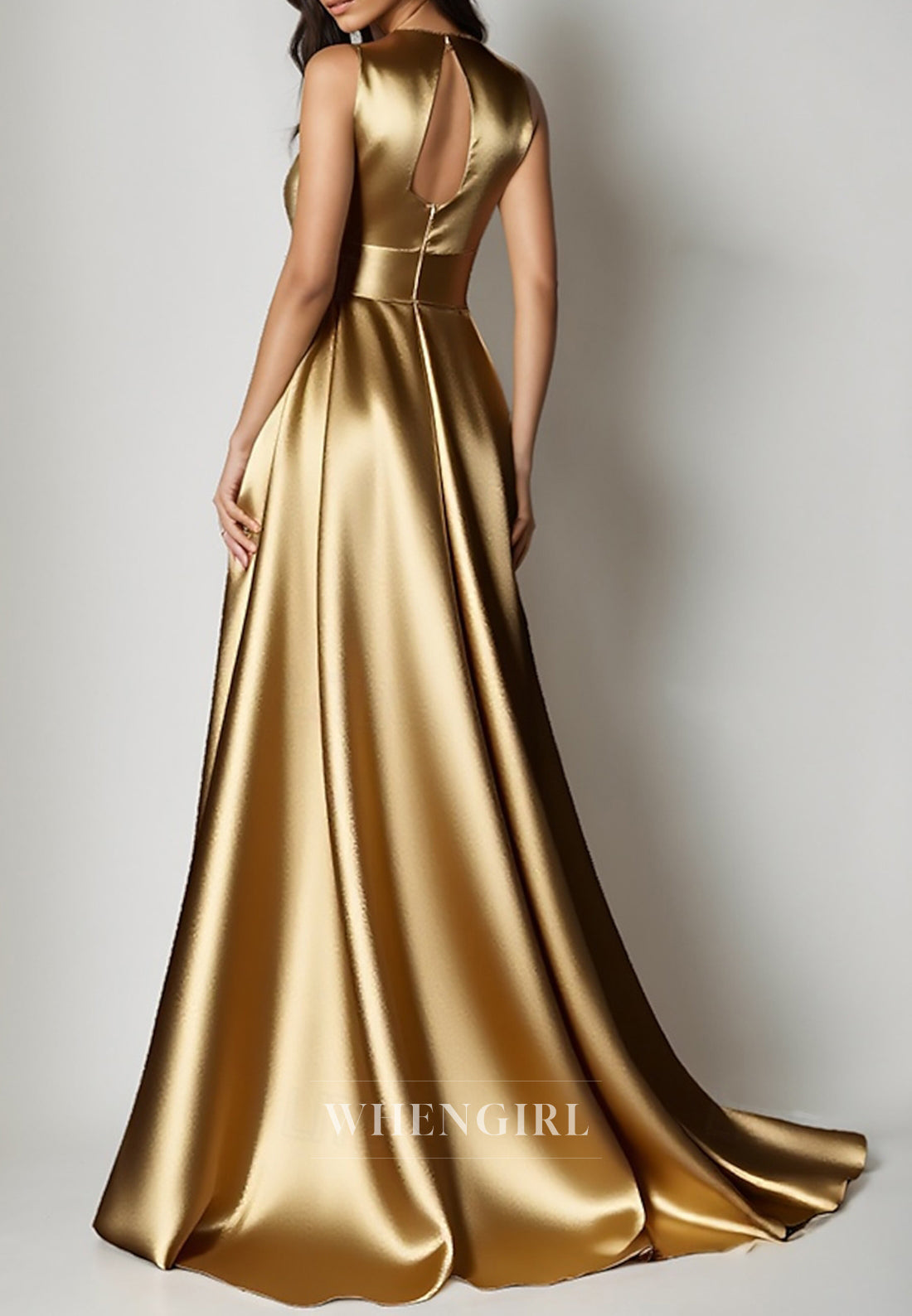 Sheath V Neck Sleeveless Sweep Train Mother of the Bride Dress