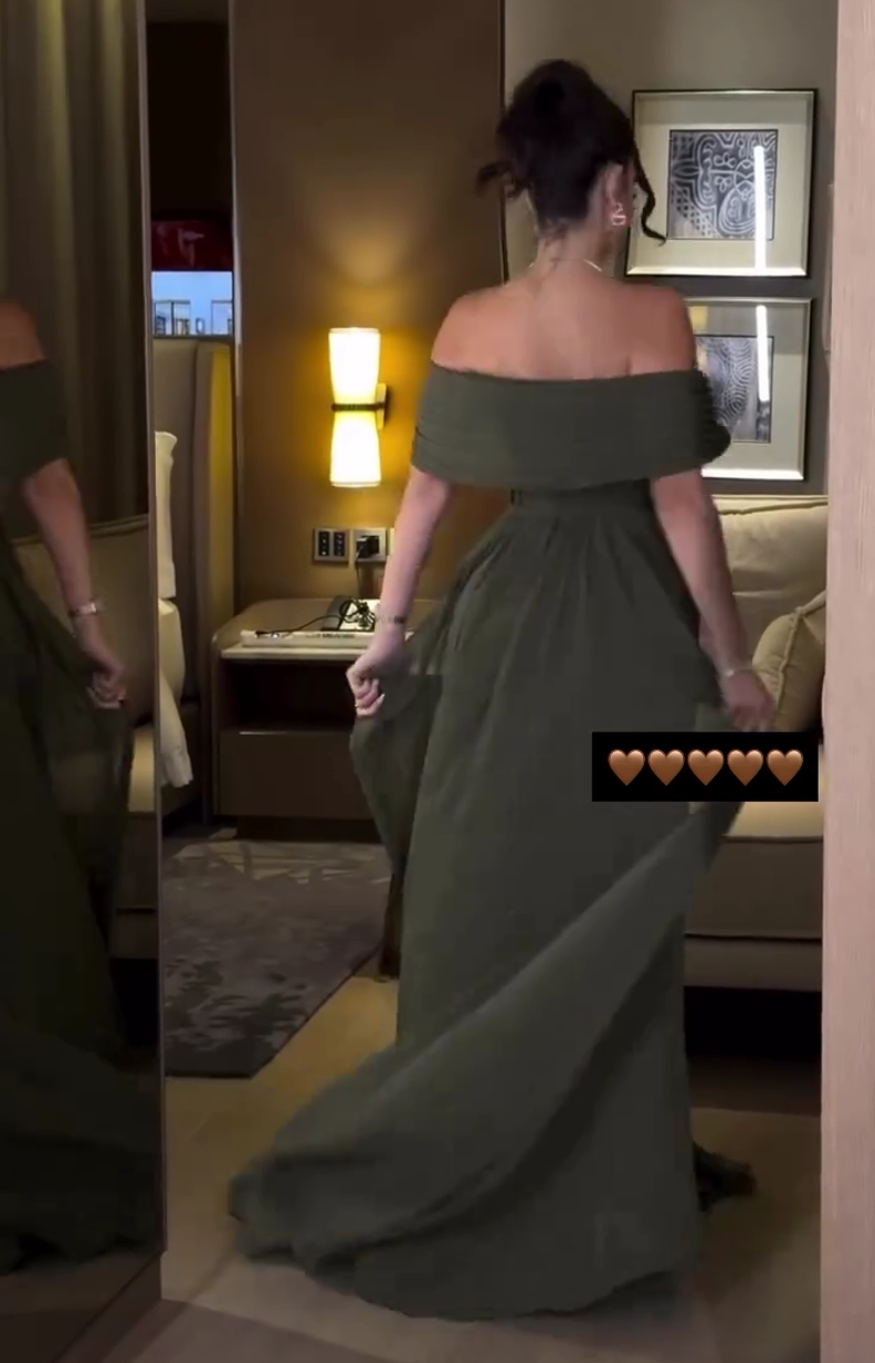Green Off Shoulder Beaded Ruched Sheath Formal Evening Gown