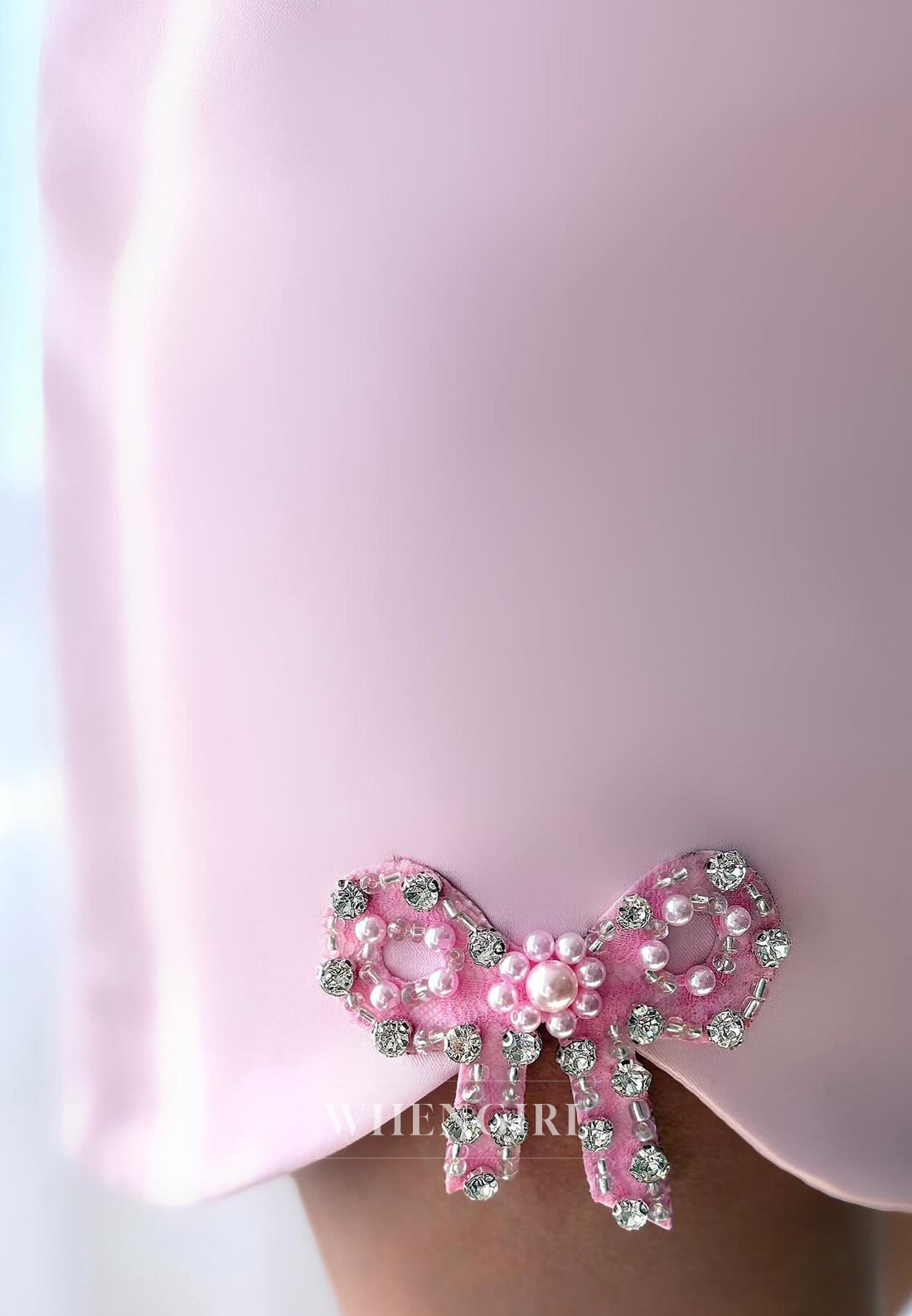 Sleeveless Bowknot Beaded Square Neck Sheath Short Homecoming Dress