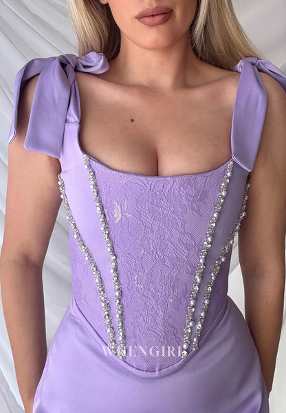 Sleeveless Bowknot Beaded Square Neck Sheath Short Homecoming Dress