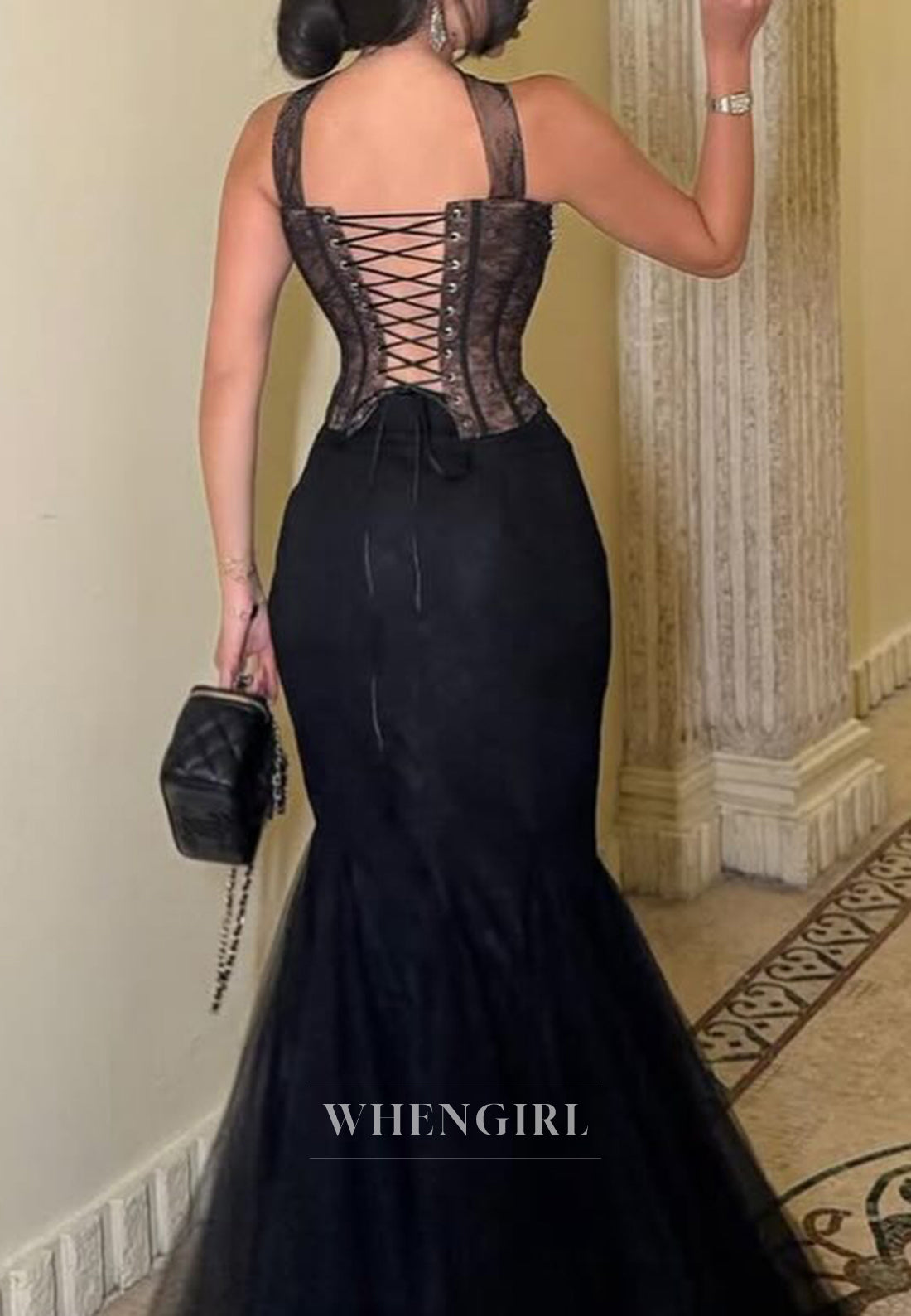 Mermaid Black Sweetheart Beaded Sleeveless Lace Up Formal Gown