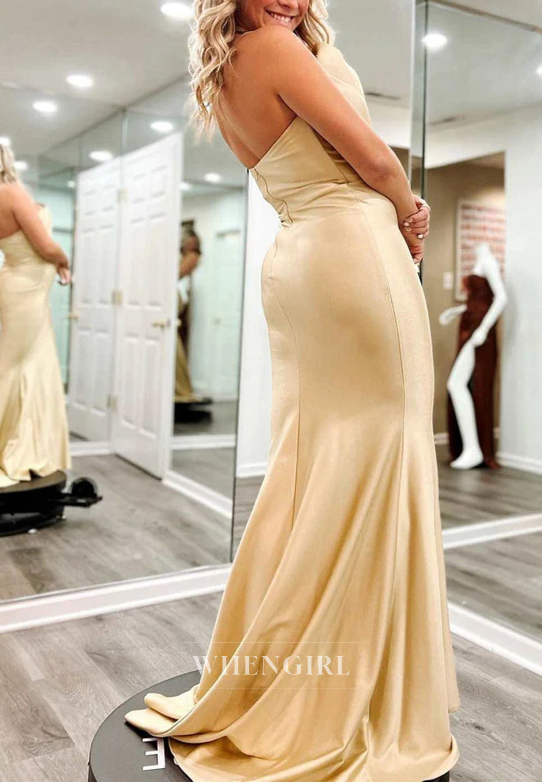 Strapless Ruches Sleeveless Back Zipper Mermaid Prom Dress