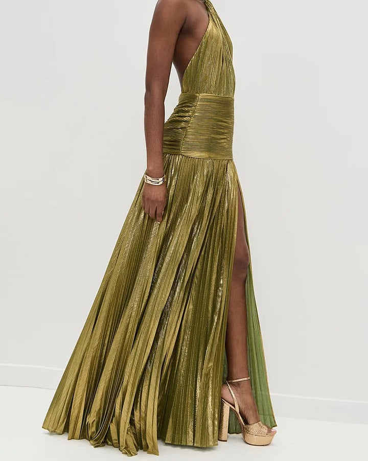 Column Split Charming Halter Backless Sleeveless Prom Dress