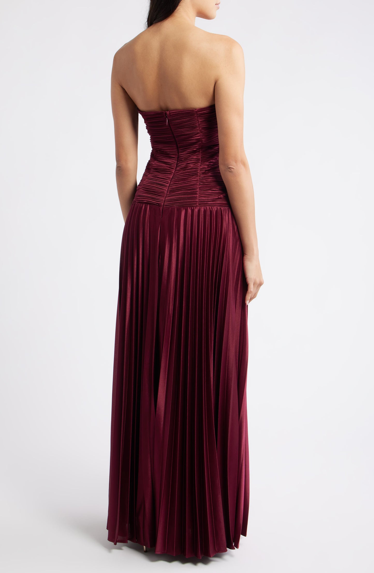 Sweetheart Pleated Column Strapless Formal Evening Dress
