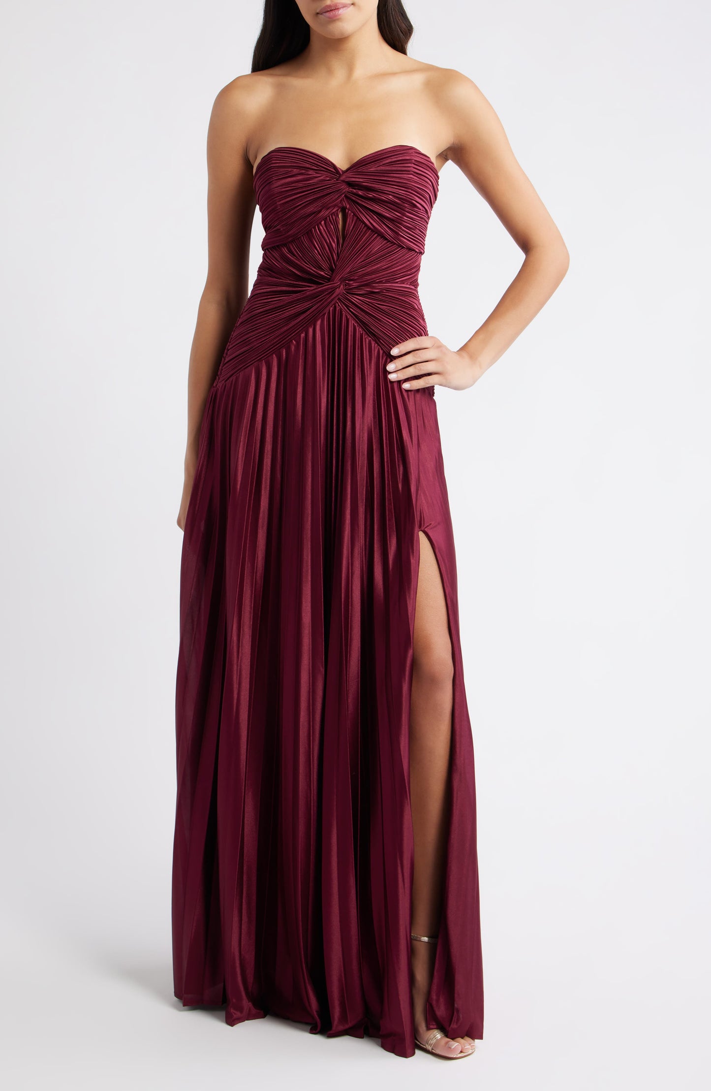 Sweetheart Pleated Column Strapless Formal Evening Dress
