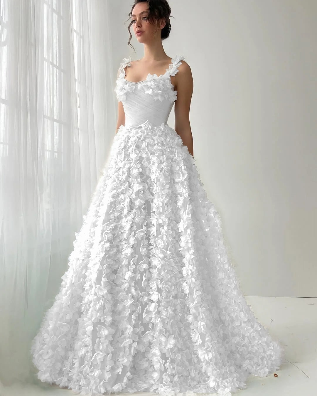 Flower Dreamy Spaghetti-Straps Mint Green Sleeveless Prom Dress