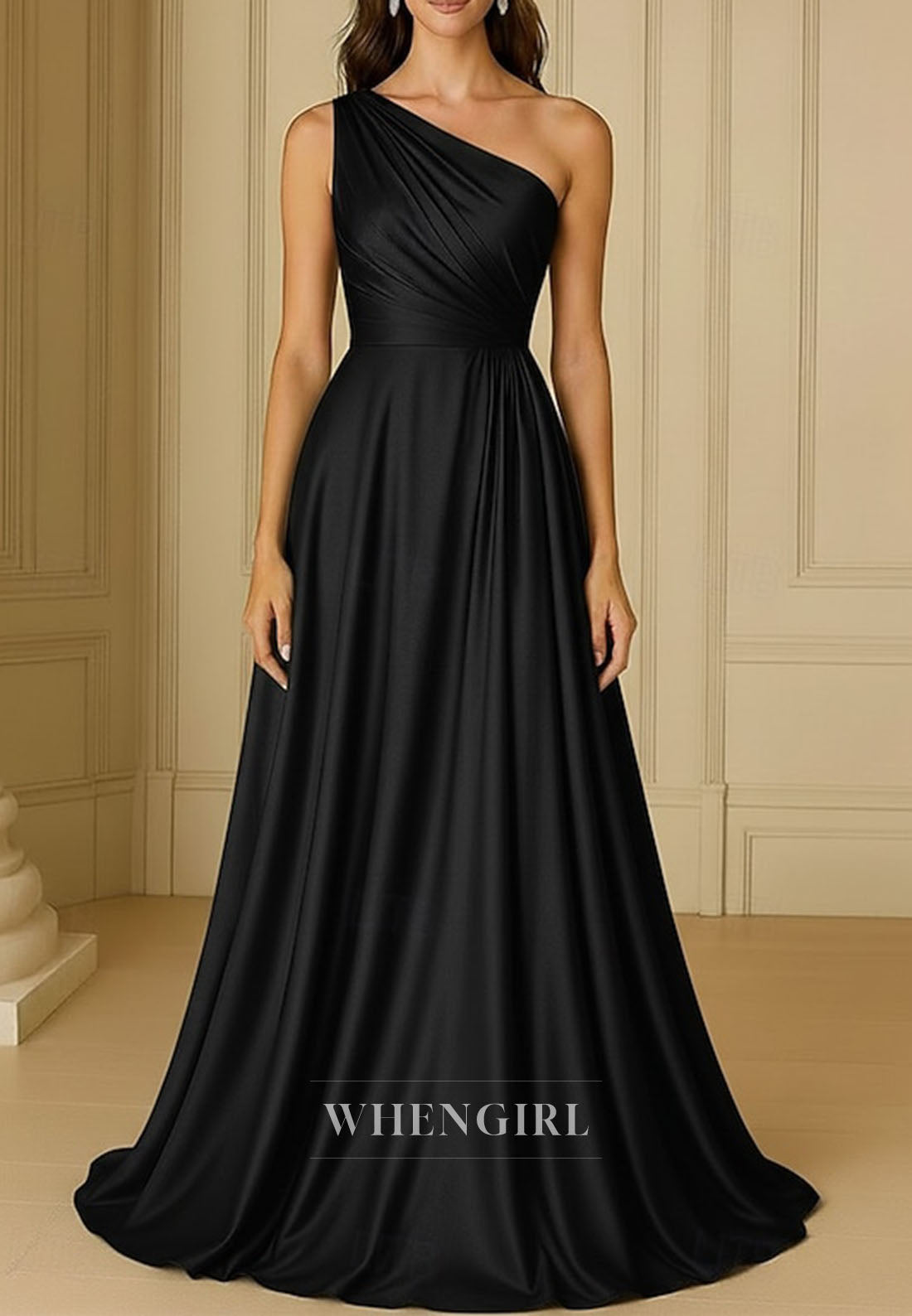 One Shoulder Ruched Sleeveless A-line Mother of the Bride Dress
