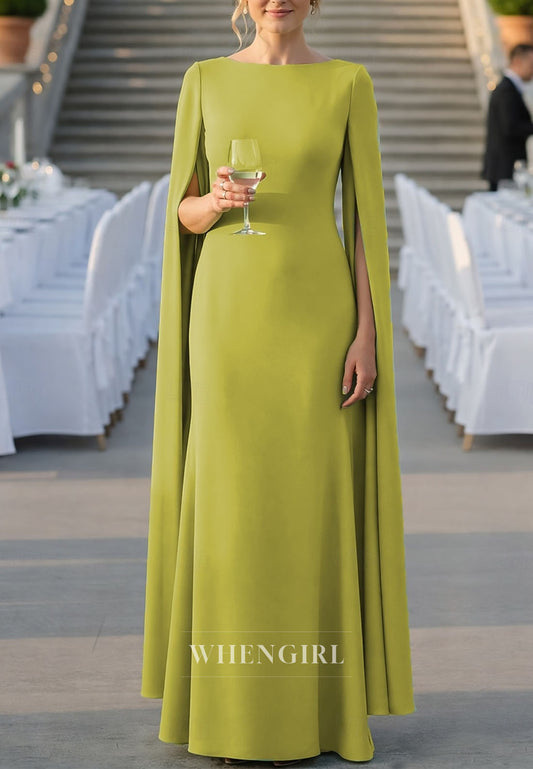 Trumpet Bateau Neck Long Sleeves Simple Mother of the Bride Dress