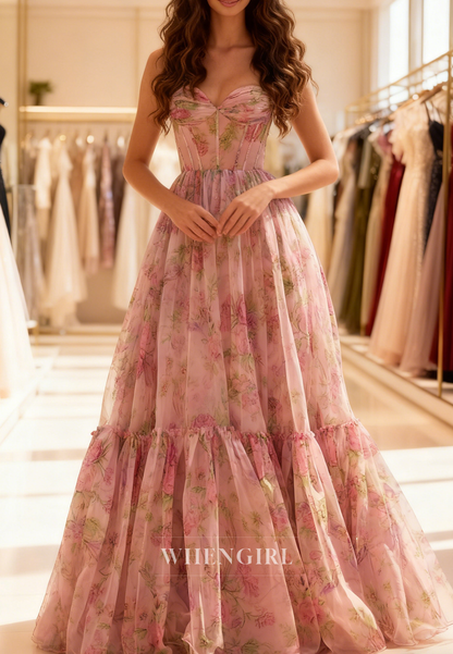 A-Line Spaghetti Straps Sweetheart Floor Length Prom Dress