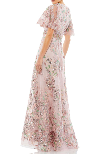 Floral Embellished Short Sleeves Floor Length Mother of the Bride Gown