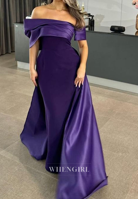Strapless Satin Pleats Mermaid Long Formal Evening Dress